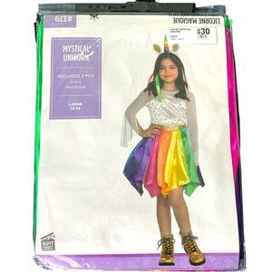 Mystical Unicorn Girls Rainbow Costume Size Large (12-14)